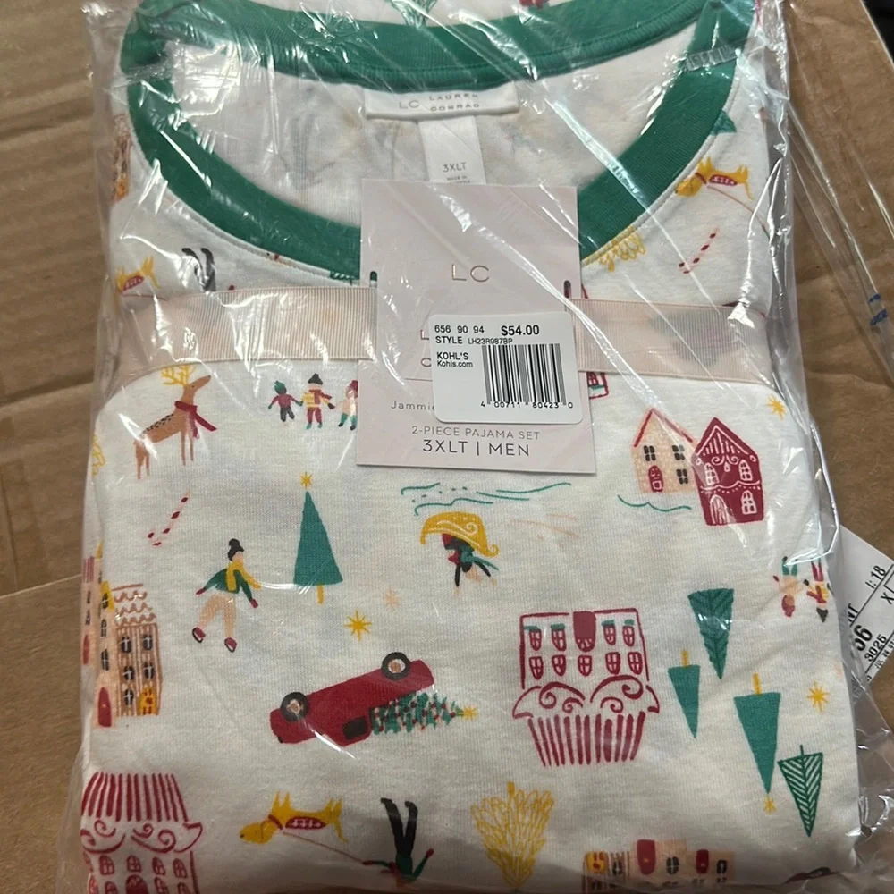 LC LAUREN CONRAD JAMMIES FOR FAMILIES 2 PIECE PAJAMA SET: WHITE: NWT: SZ 3XLT